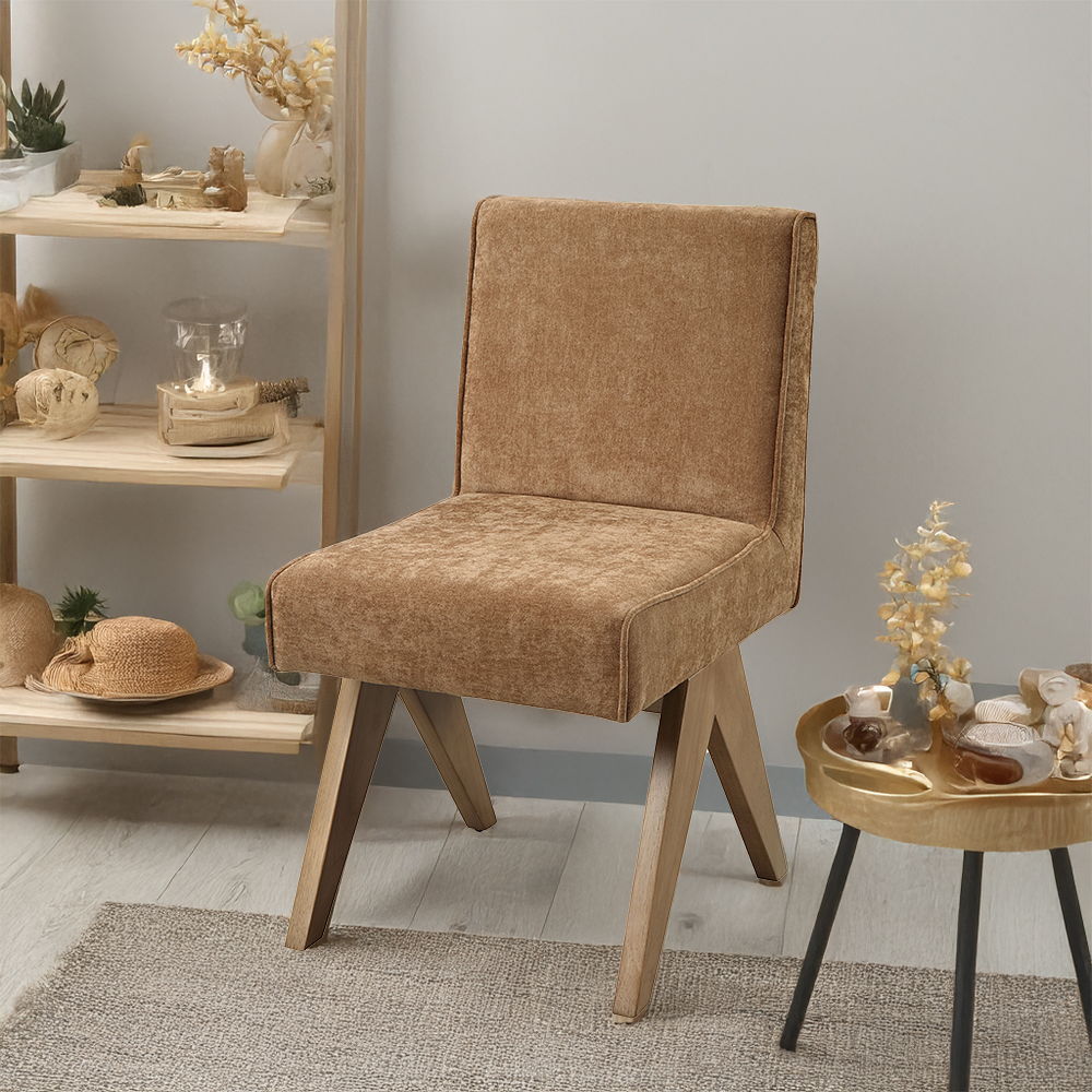 Zoey - Side Chair Set of 2) - Chocolate Chenille & Oak