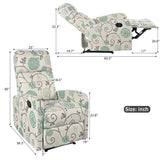 Modern Manual Recliner, Home Theater Chair With Adjustable Backrest For Living Room - Beige / Blue