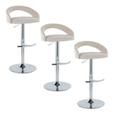 Grotto - Upholstered Adjustable Barstool - Chrome Metal Base