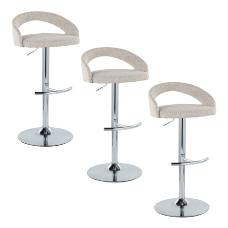 Grotto - Upholstered Adjustable Barstool - Chrome Metal Base