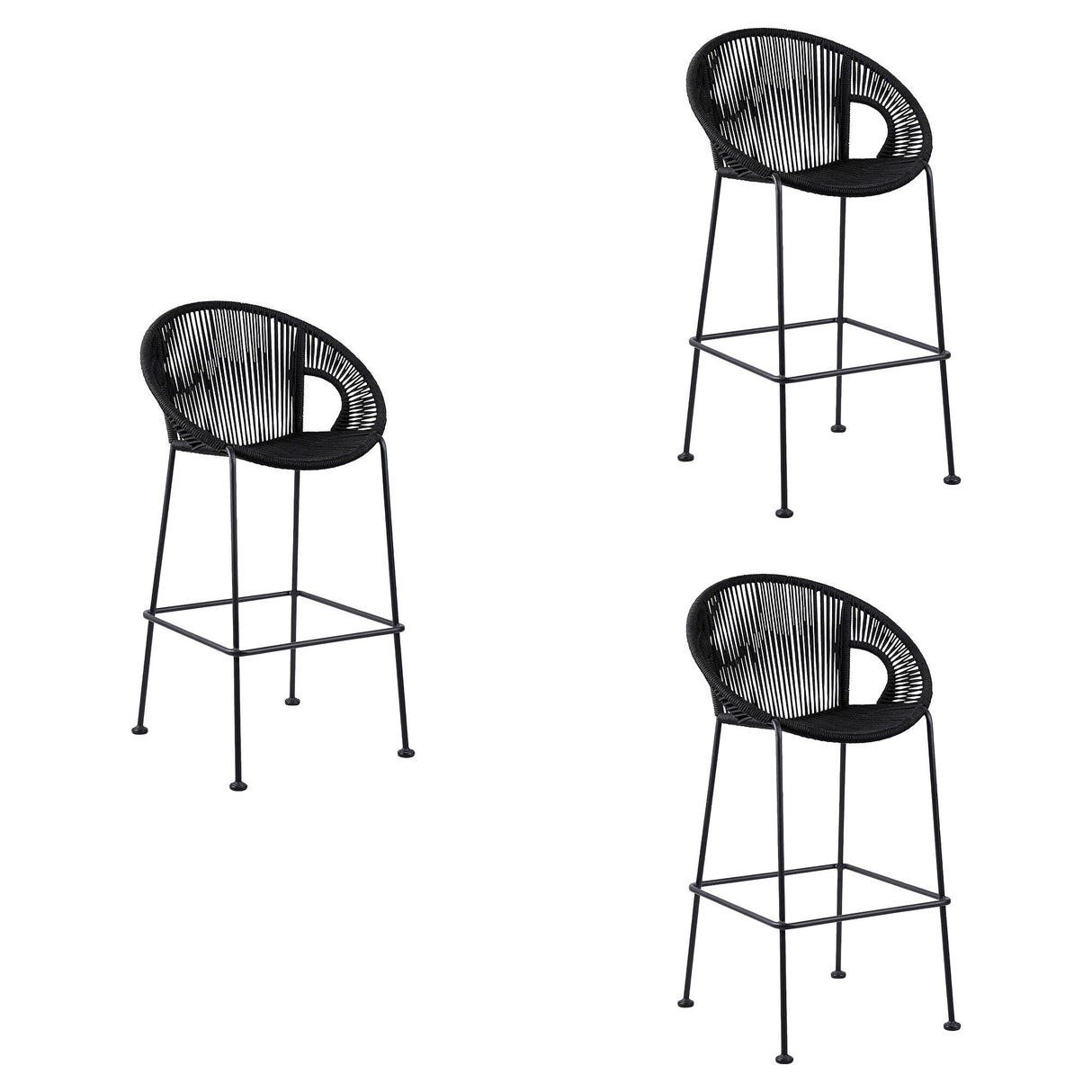 Acapulco - Indoor Outdoor Steel Bar Stool With Rope Set