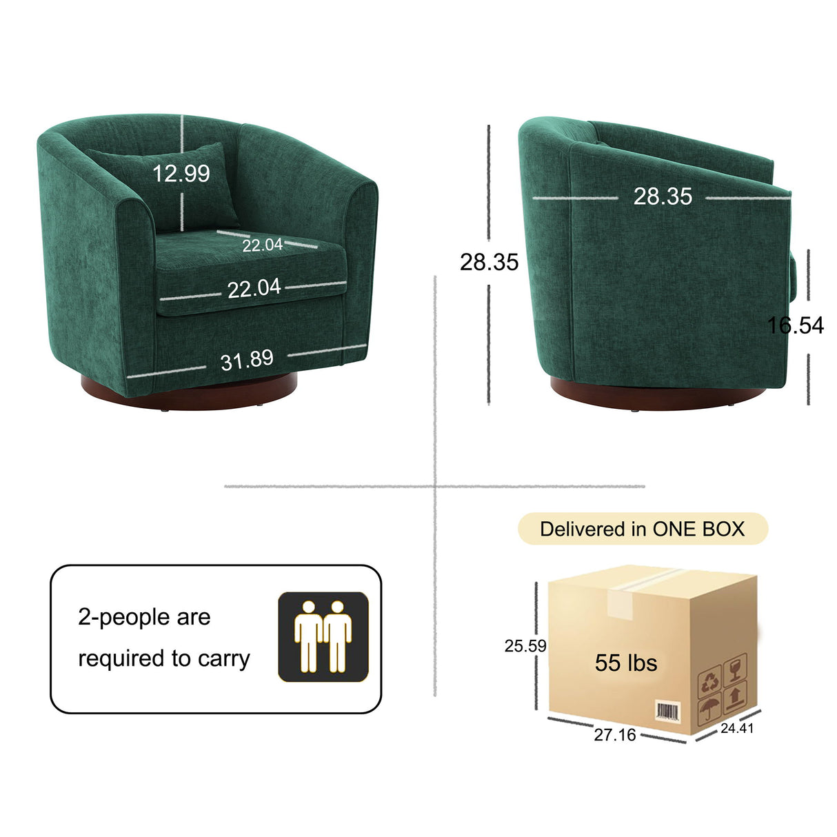 Swivel Accent Chair For Living Room, Sofa Chairs With Base Side For Living Room
