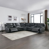 Power Reclining Sectional Sofa With 3 Adjustable Recliners, USB Ports & Cup Holders, Oversized Seating For Living Room - Black