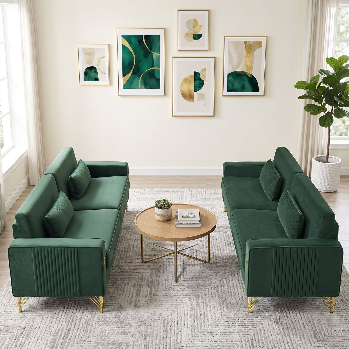 2 Pieces Sofa Sofa Set With Removable Cushions For Home Apartment