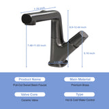 Pull Down Bathroom Sink Faucet With 3 Water Modes And Stainless Steel Construction - Gunmetal Black