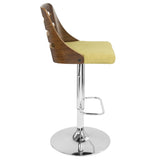 Trevi - Mid-Century Modern Adjustable Barstool With Swivel - Walnut And Green