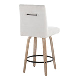 Hannah - 26" Fixed-Height Counter Stool With Swivel And Round Black Metal Footrest (Set of 2) - Whitewashed Wood