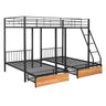 Triple Bunk Bed With Drawers And Guardrails