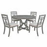 Dining Set With Extendable Round Table And 4 Upholstered Chairs