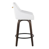 Hannah - 26" Fixed-Height Counter Stool With Swivel And Round Black Metal Footrest (Set of 2) - Walnut Glazed Wood