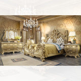 HD-1801 - 4 Piece California King Bedroom Set - Bright Gold