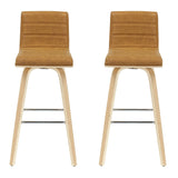 Vienna - 39.5" Swivel Bar Height Square Back Wood Bar Stool With Faux Leather Seat