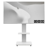 Mobile TV Stand With Shelf Floor Mount Cart For TVs With Lockable Wheels Ideal For Living Room Bedroom Or Office - White