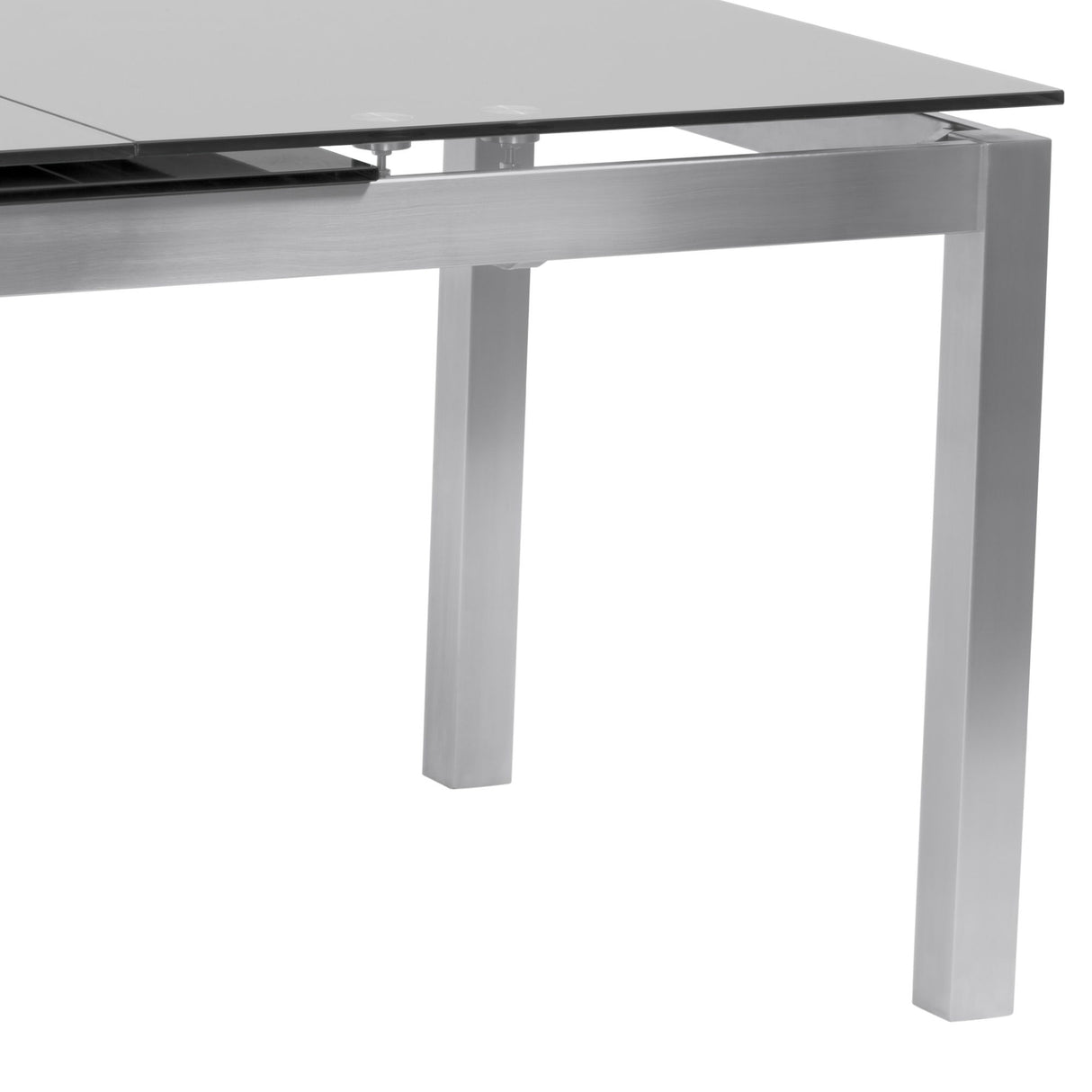 Ivan - Extension Dining Table Tempered Glass Top - Brushed Silver / Gray