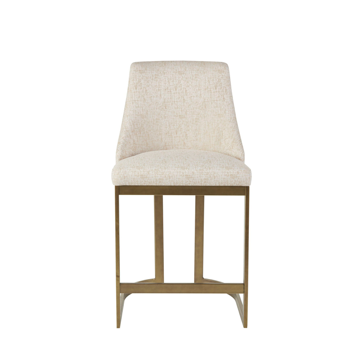 Upholstered Counter Stool With Metal Base - Cream