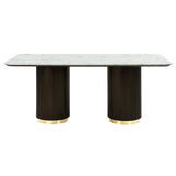 Clayten - Dining Table With Marble Top - White Natural Marble Top & Espresso
