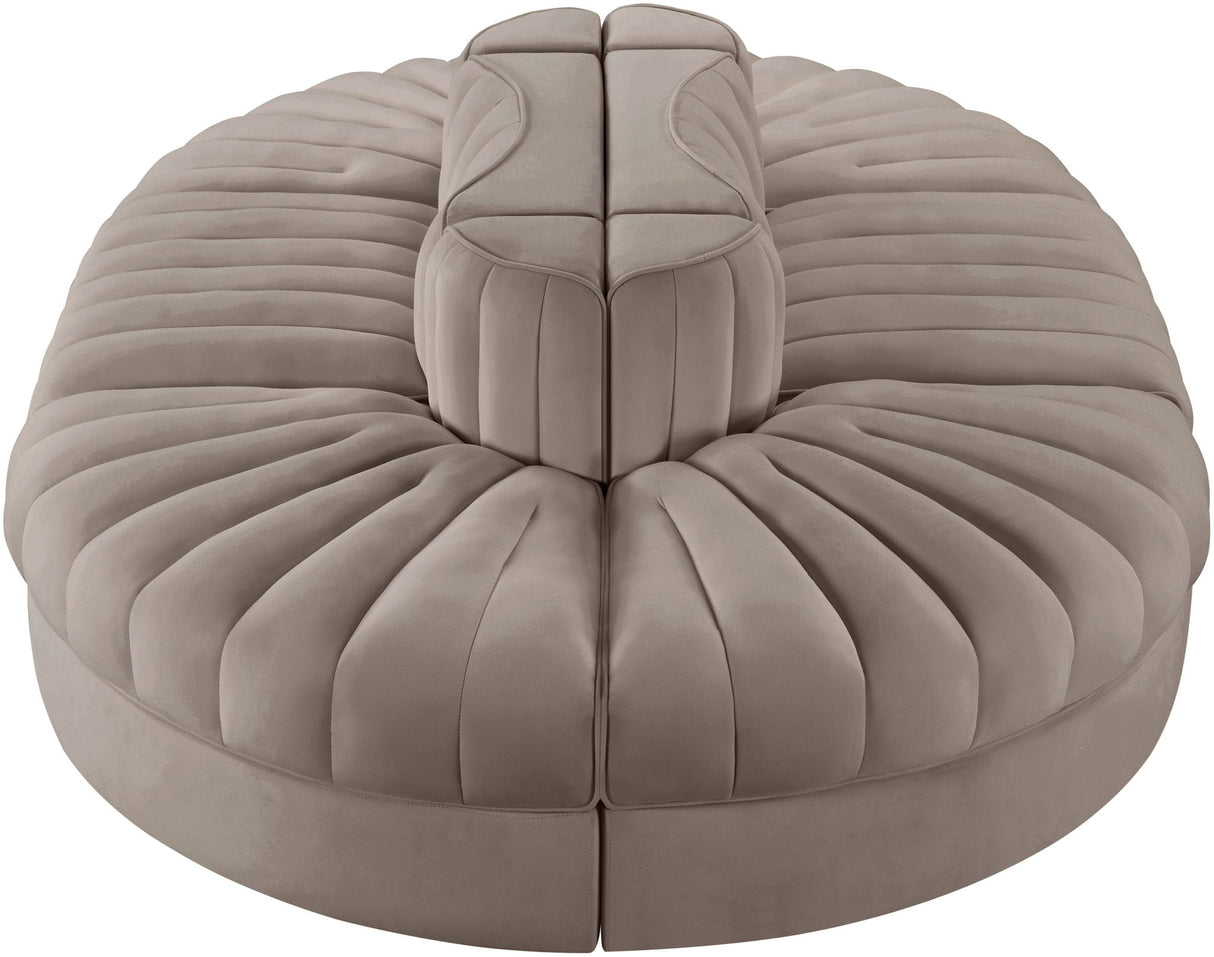 Rummi - Oval Velvet Performance Fabric Upholstered 6 Piece Modular Sectional