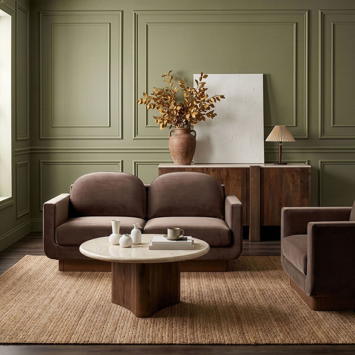 Diviento - Velvet Performance Fabric Upholstered Loveseat