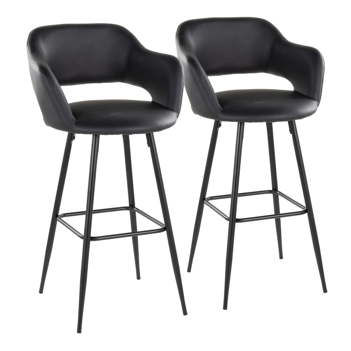 Margarite - 30" Fixed-Height Barstool - Black Metal (Set of 2)