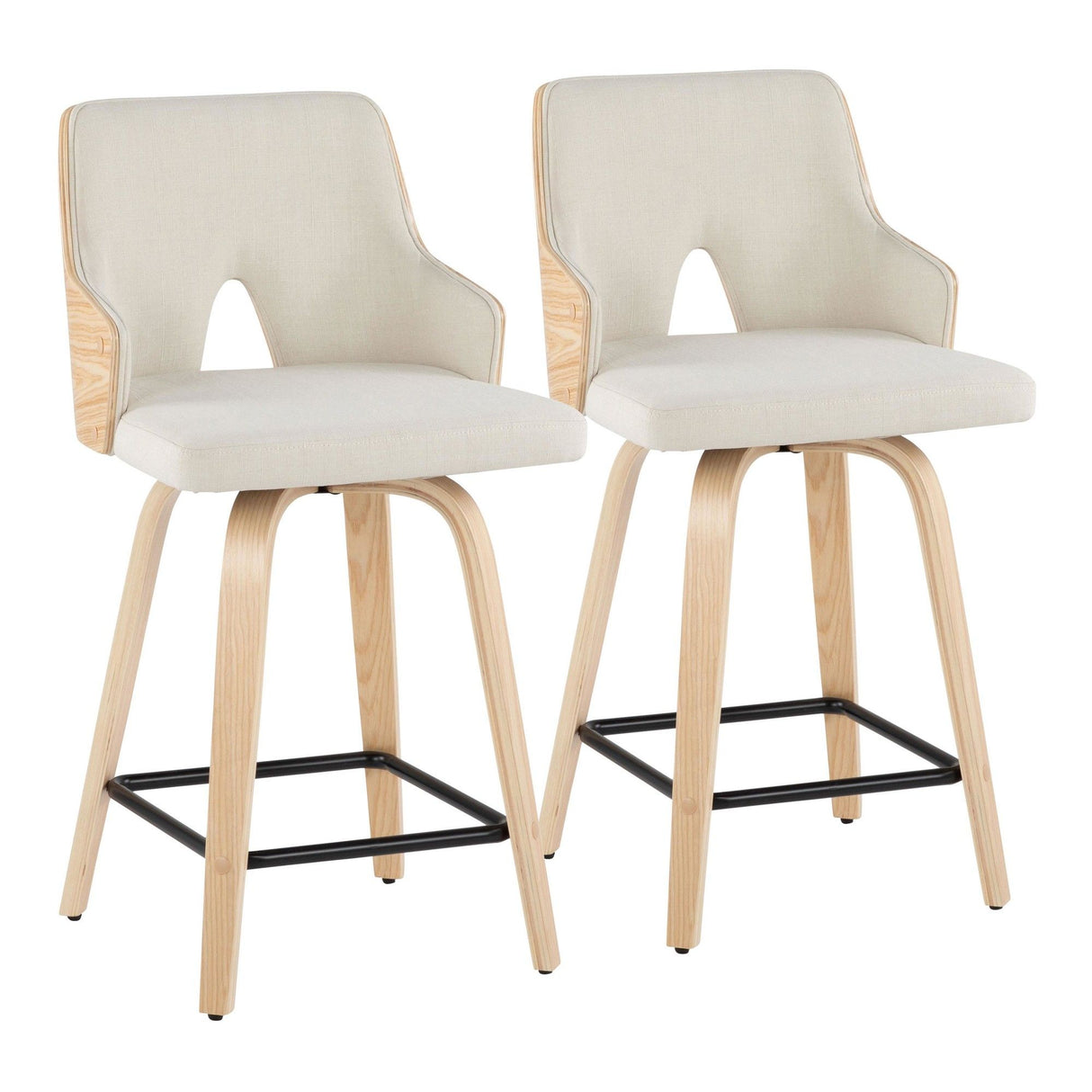 Santi - 24" Fixed-Height Counter Stool With Swivel - Natural Wood (Set of 2)