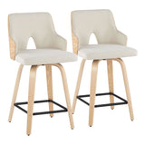 Santi - 24" Fixed-Height Counter Stool With Swivel - Natural Wood (Set of 2)