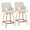 Santi - 24" Fixed-Height Counter Stool With Swivel - Natural Wood (Set of 2)