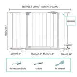 Pressure Mounted Baby Gate For Stairs - White