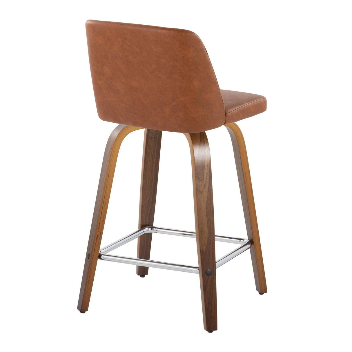 Toriano - 24" Fixed-Height Counter Stool (Set of 2) - Walnut & Chrome Square Base