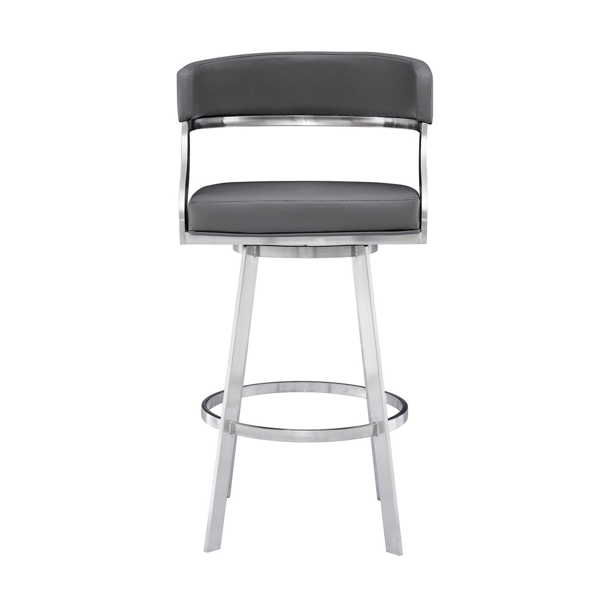Dione - Swivel Faux Leather And Brushed Stainless Steel Bar Stool