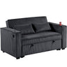 Modern Style Convertible Sofa With Pull-Out Bed, USB Ports & Cup Holders
