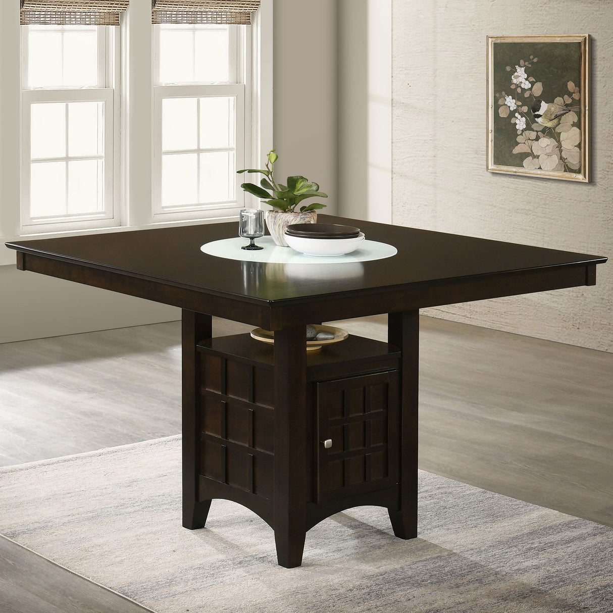 Tolland - Counter Height Dining Table With Storage Pedestal - Cappuccino