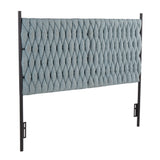 Matisse - Braided Queen Size Headboard - Black Metal And Blue Fabric