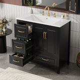 Bathroom Vanity With Sink, Soft Closing Doors & Drawers, Metal Handles