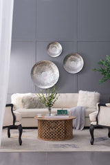 Textured Oversized Disc, Wall Decor For Living Room (Set of 3) - Silver