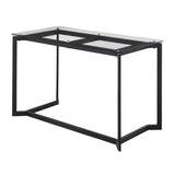 Masters - Modern Office Desk - Black Steel With Clear Glass Top