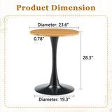 Round Dining Table With Faux Wood Top And Metal Pedestal, 23.6" Circle Table For Kitchen, Living Room, Small Spaces