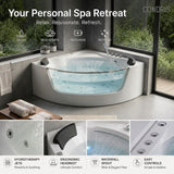Revive - Massage Bathtub With 1.5 Hp Whirlpool Massage, Hidden Waterfall, LED Bubble Jets And Glass Accent - White
