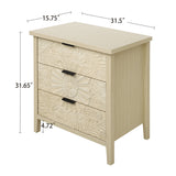 3 Drawer Cabinet, American Furniture, Suitable For Bedroom, Living Room, Study - Natural