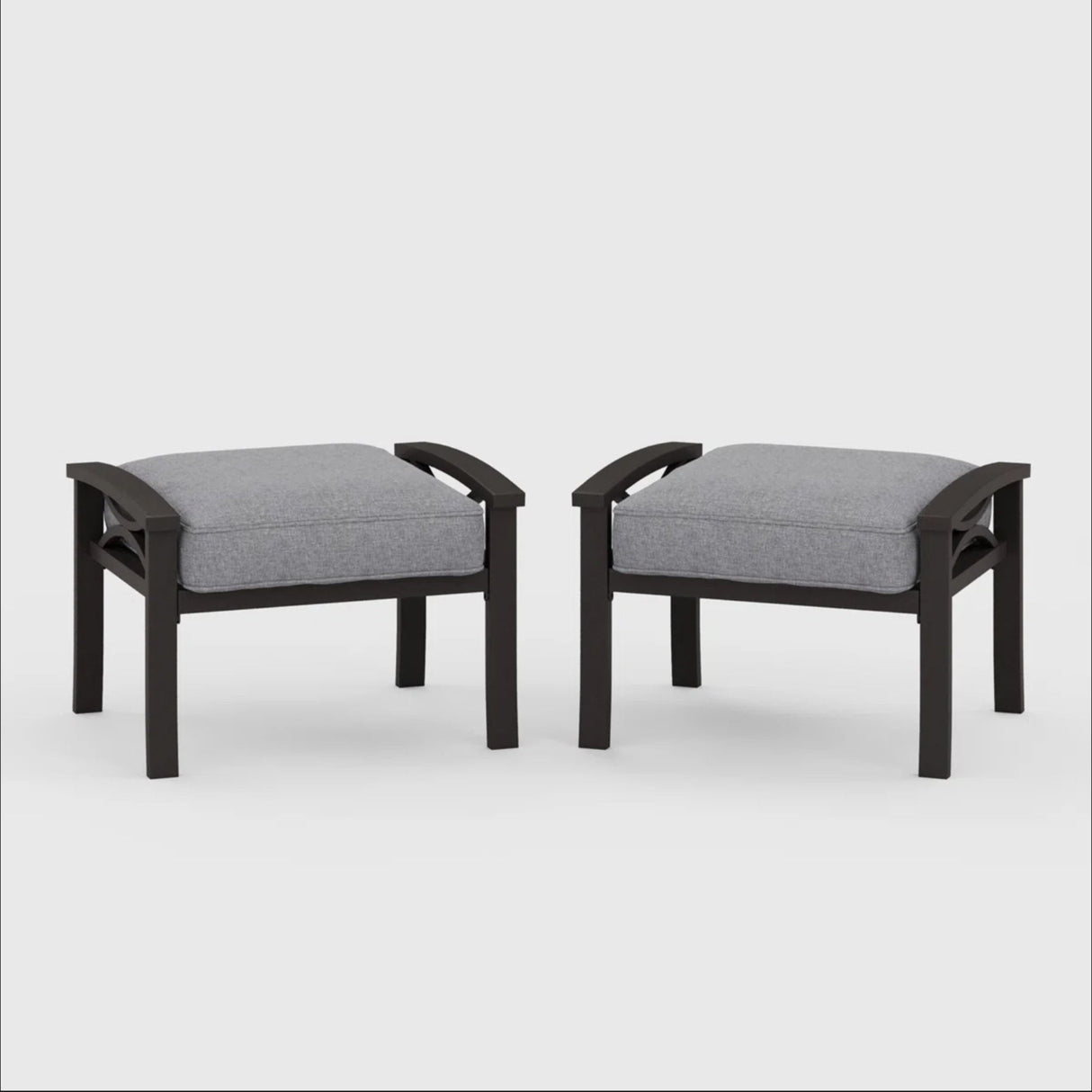 Modern All-Weather Ottomans With Cushions (Set of 2)