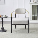 Mid Century Modern Upholstered Accent Armchair With Tapered Legs - Beige / Black / Gold