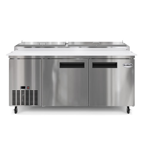 71 in. Two Door Commercial Pizza Prep Refrigerator in Stainless-Steel (KM-RPPS-2DSS)