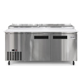 71 in. Two Door Commercial Pizza Prep Refrigerator in Stainless-Steel (KM-RPPS-2DSS)