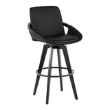 Cosmo - Fixed-Height Barstool (Set of 2) - Black Wood Base, Black Footrest