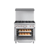 36 in. 6 Burner Commercial Liquid Propane Range in Stainless-Steel (KM-CR36-LP)