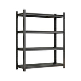 4 Layer Metal Storage Rack, Garage Shelves, Adjustable Height Partition - Black