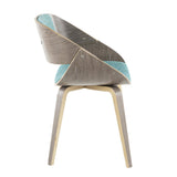 Fortunato - Chair - Light Gray Wood, Aqua Fabric