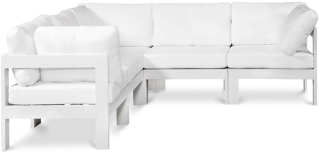 Nizuc - Outdoor Patio 5 Piece Modular Sectional With White Frame