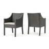 Outdoor Rattan Dining Chair With Straight Legs And Sloped Arms (Sey of 2)