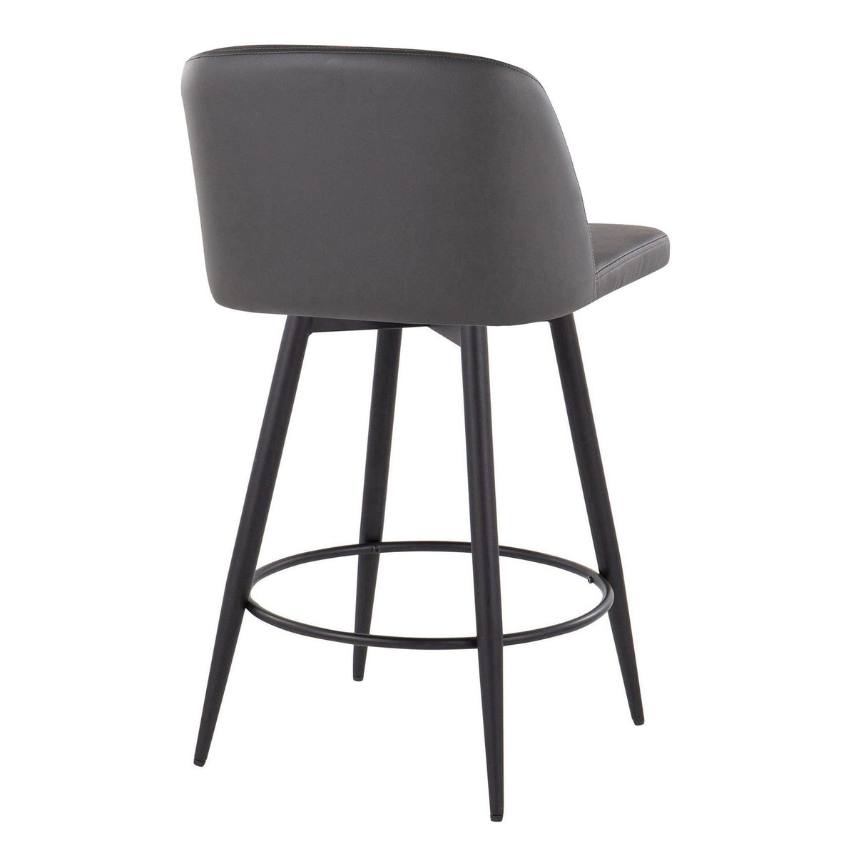 Toriano - 26" Fixed-Height Faux Leather Counter Stool (Set of 2) - Black Round Base