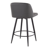 Toriano - 26" Fixed-Height Faux Leather Counter Stool (Set of 2) - Black Round Base